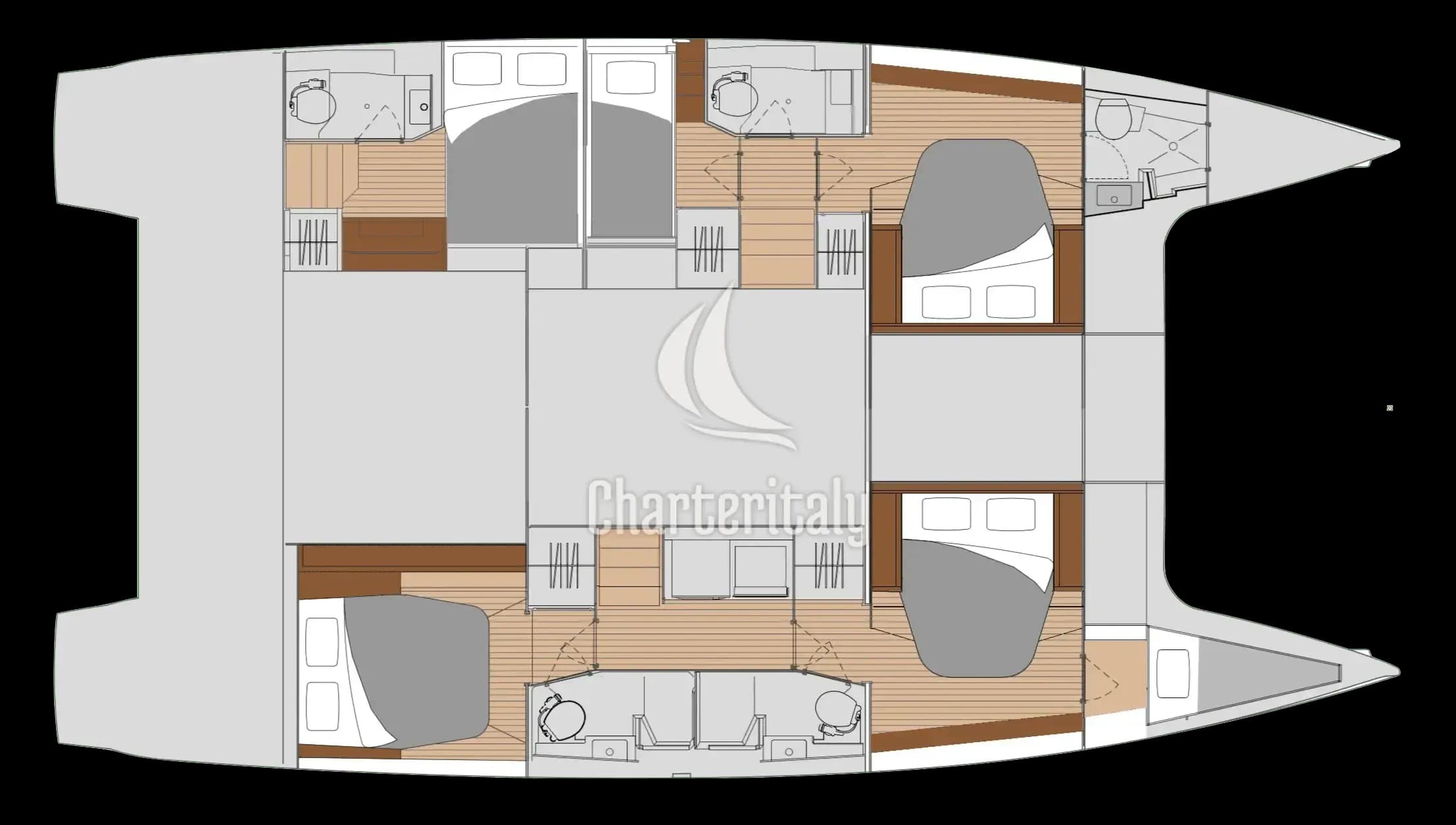 Fountaine Pajot Saona 47 Quintet - 5 + 1 cab. - Red Rose - 9