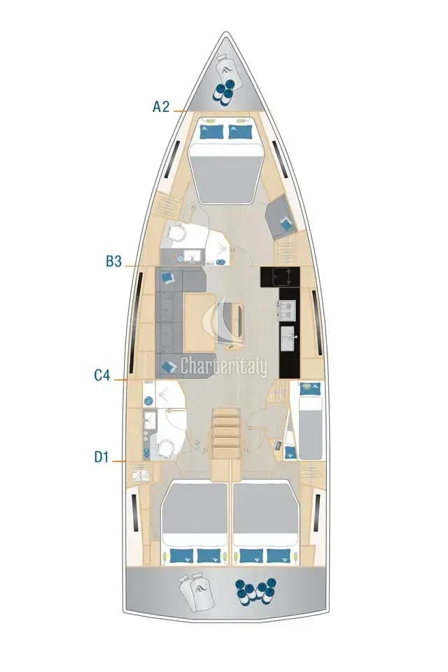 Hanse 460 - 4 cab. - Binlik Owner's - 2